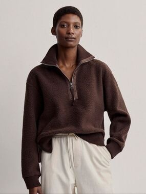 Varley Roselle Half Zip Brown Sherpa Half-Zip Pullover